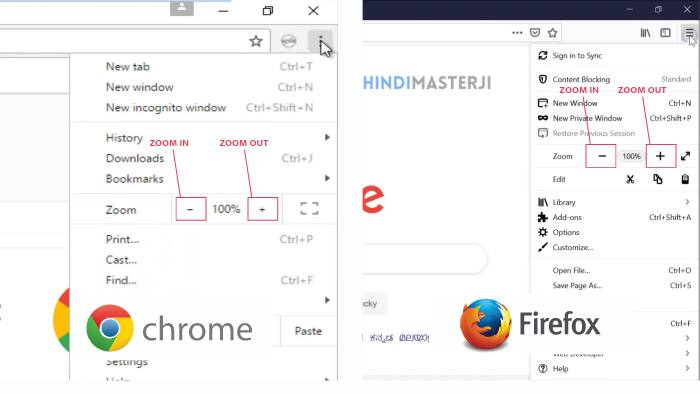 Chrome or firefox me zoom in zoom out kaise kare