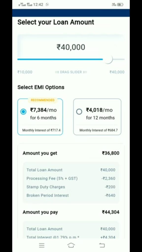 Select Your Loan Amount and emi period