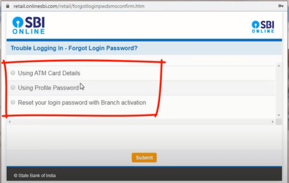 select password reset method and click submit